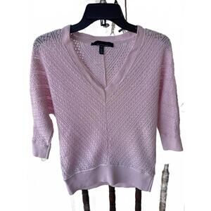 White House Black Market Pink Knit V-Neck Sweater XS